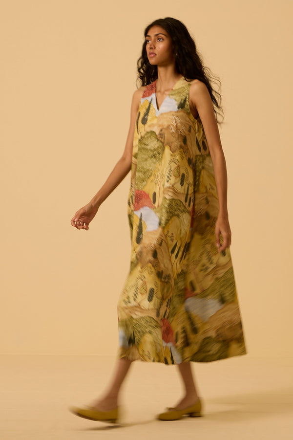 Riaz Ochre Print Maxi Dress