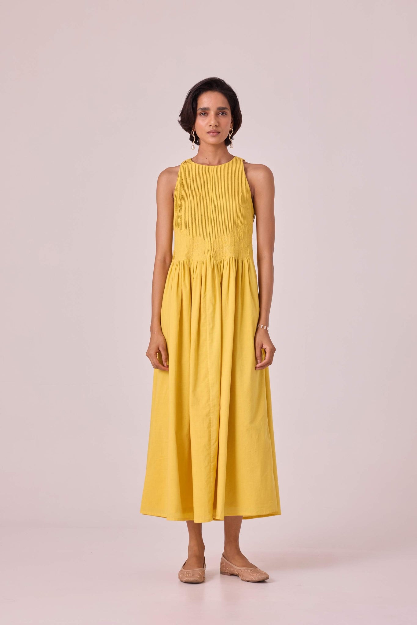 Amani Yellow Embroidered Dress
