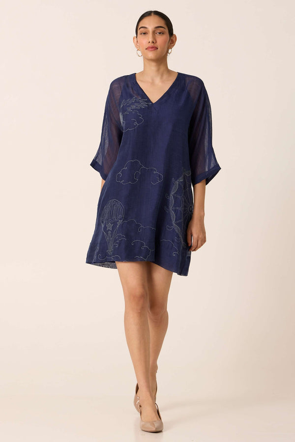 Stad Navy Chikankari Dress