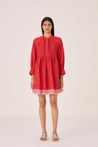 Amila Red Stripe Shirt Dress