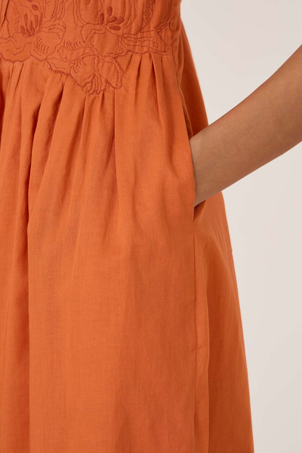 Amani Apricot Embroidered Dress