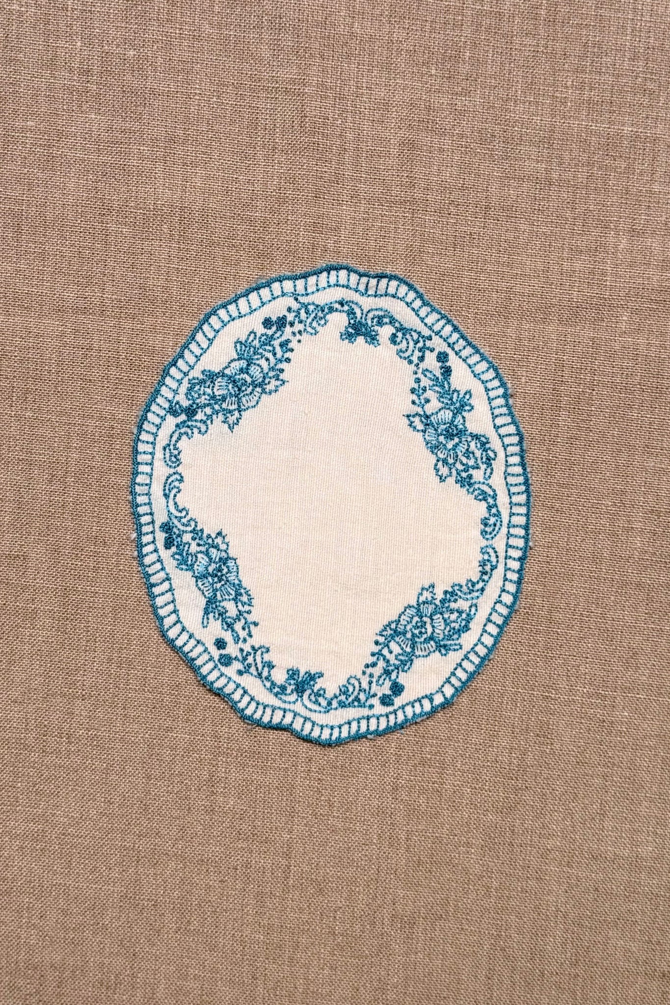 Blue Embroidered Cotton Coasters - Set of 2