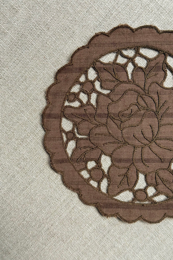 Brown Cutwork Cotton Coasters - Set of 2