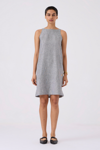 Sana Black & White Houndstooth Linen Dress
