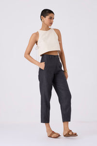 Tia Cropped Handspun Khadi Tie Top