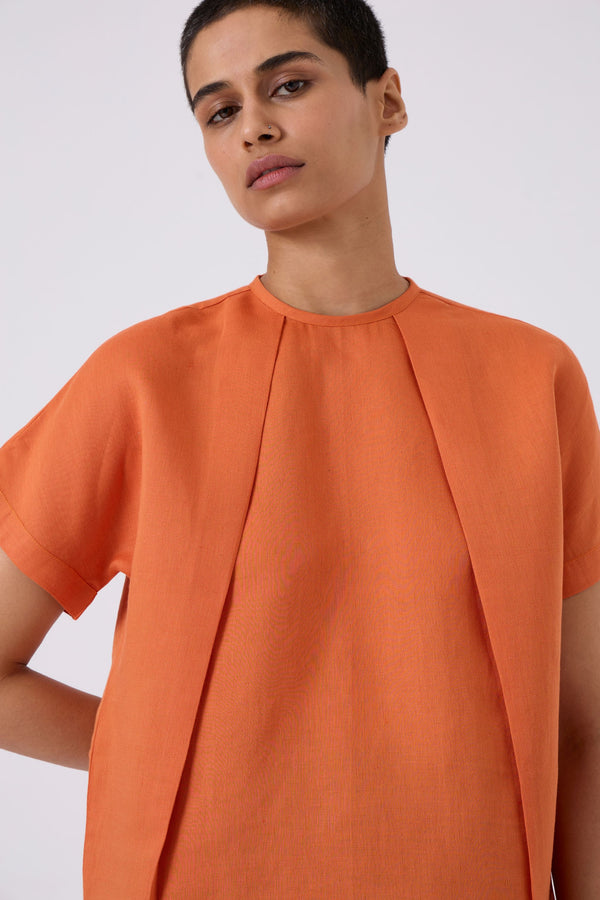 Pam Orange Linen Top