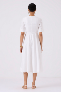 Flo White Fit & Flare Linen Dress