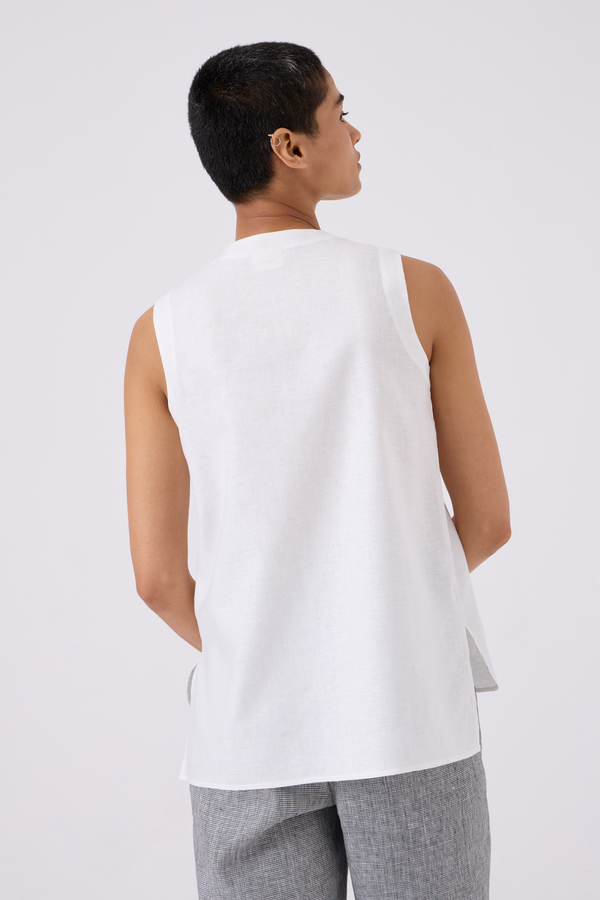 Andy White Handwoven Linen Top