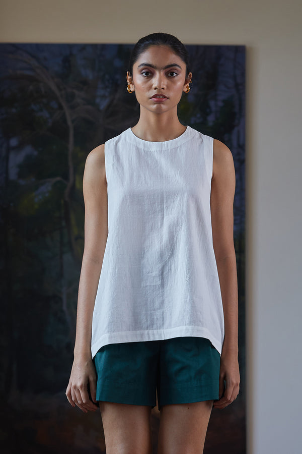 Marisa Blanc Sustainable White A Line Cotton Top For Women Online