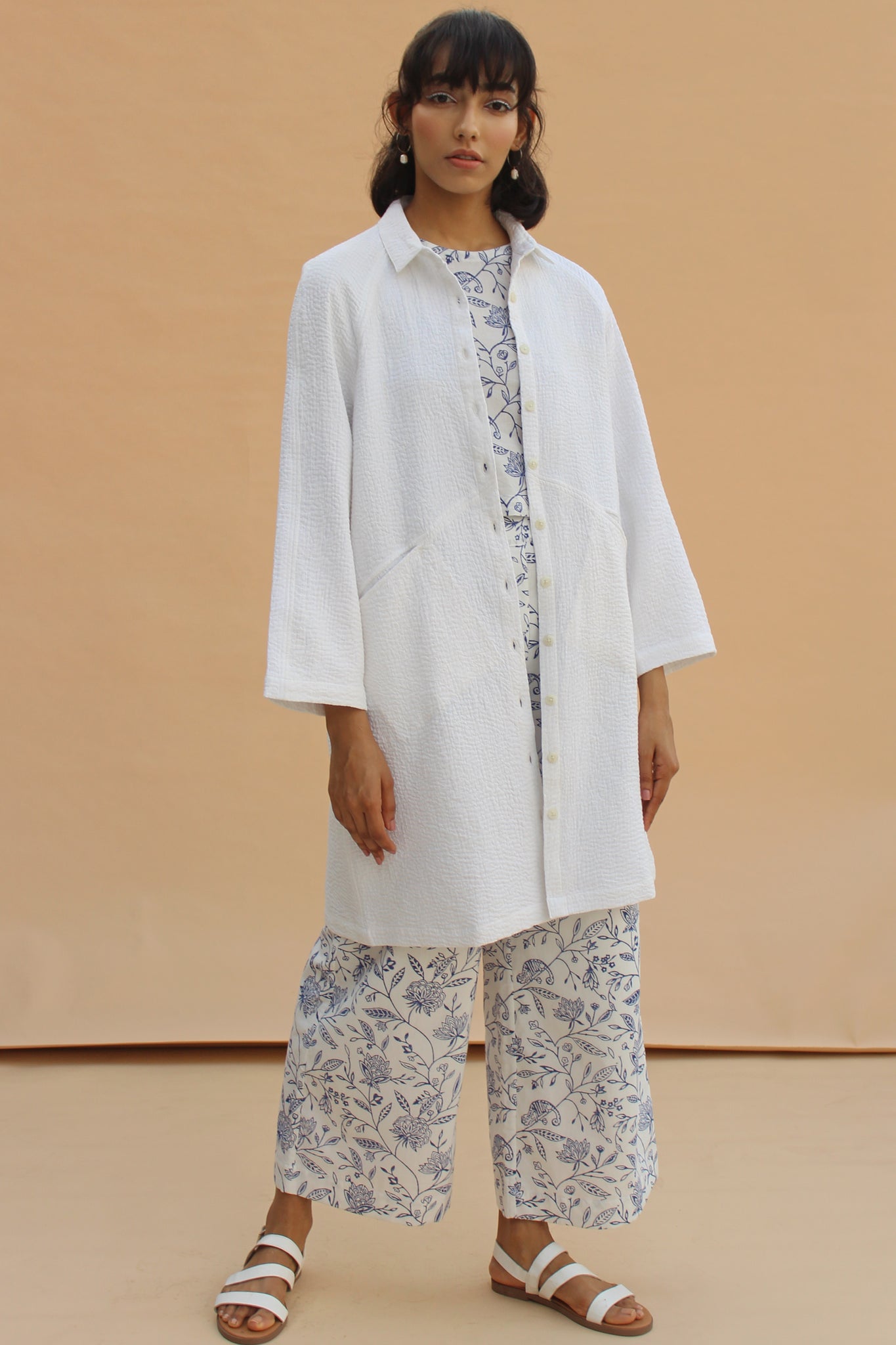 Mano Sustainable Off White Kantha Stitch Jacket For Women Online