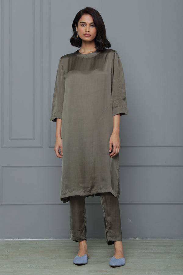 Keomi Sustainable Olive Silk Co-ords Sets For Women Online 