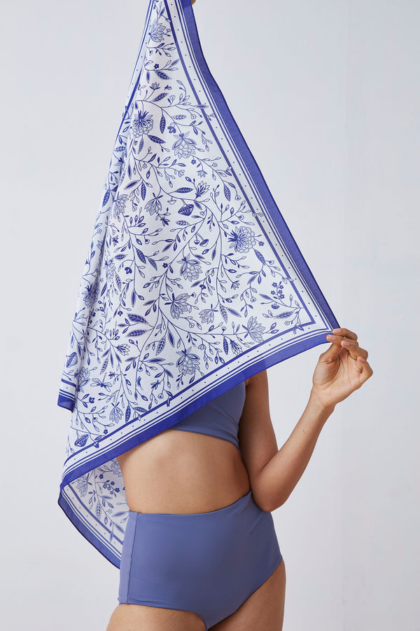 The Park Print Scarf - White and Blue