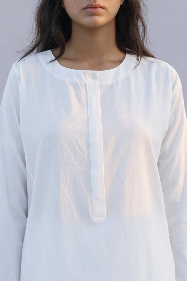  Johri Sustainable Khadi Full Sleeve White Night Dresses For Women Online 