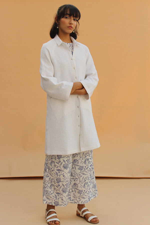 Mano Sustainable Off White Kantha Stitch Jacket For Women Online