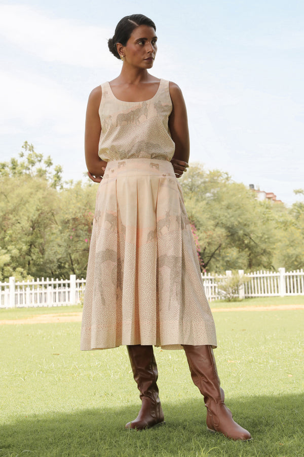 Valegro Sustainable Ivory Midi Skirt For Women Online 