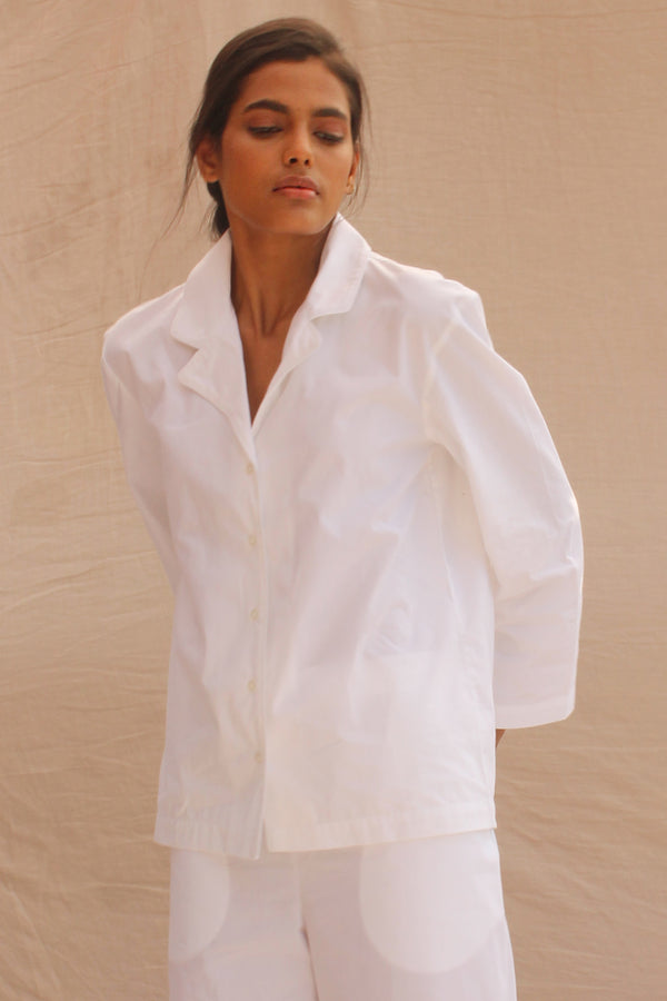 Pyjama Suit Blanc Sustainable Cotton White Night Dresses For Women Online 